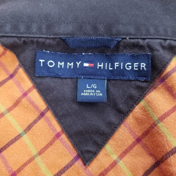 Tommy Hilfiger Button Down Long Sleeve Shirt Mens Sz L Orange Windowpane - Picture 3 of 16